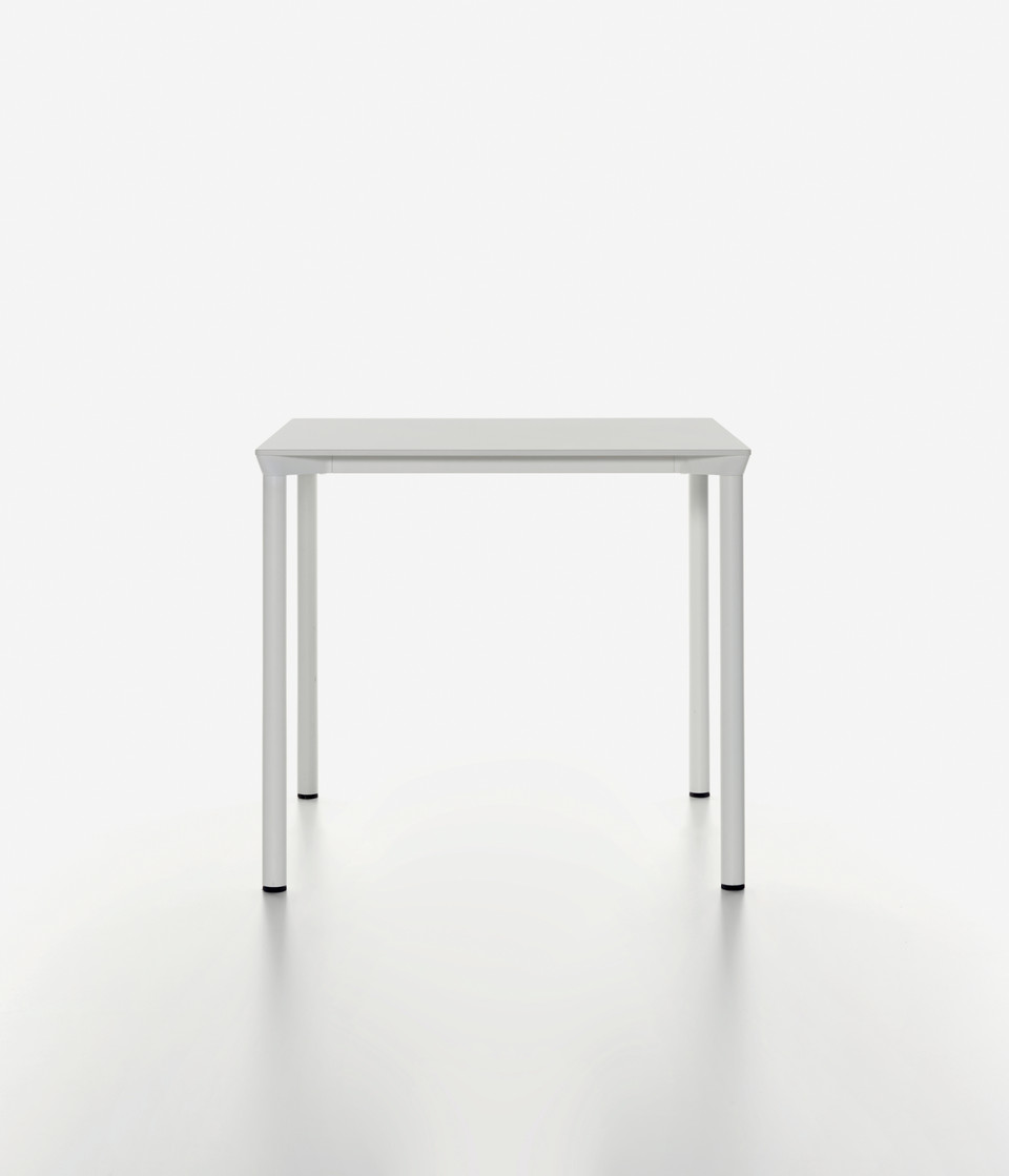 Plank - MONZA table square, white HPL table top, white aluminum legs