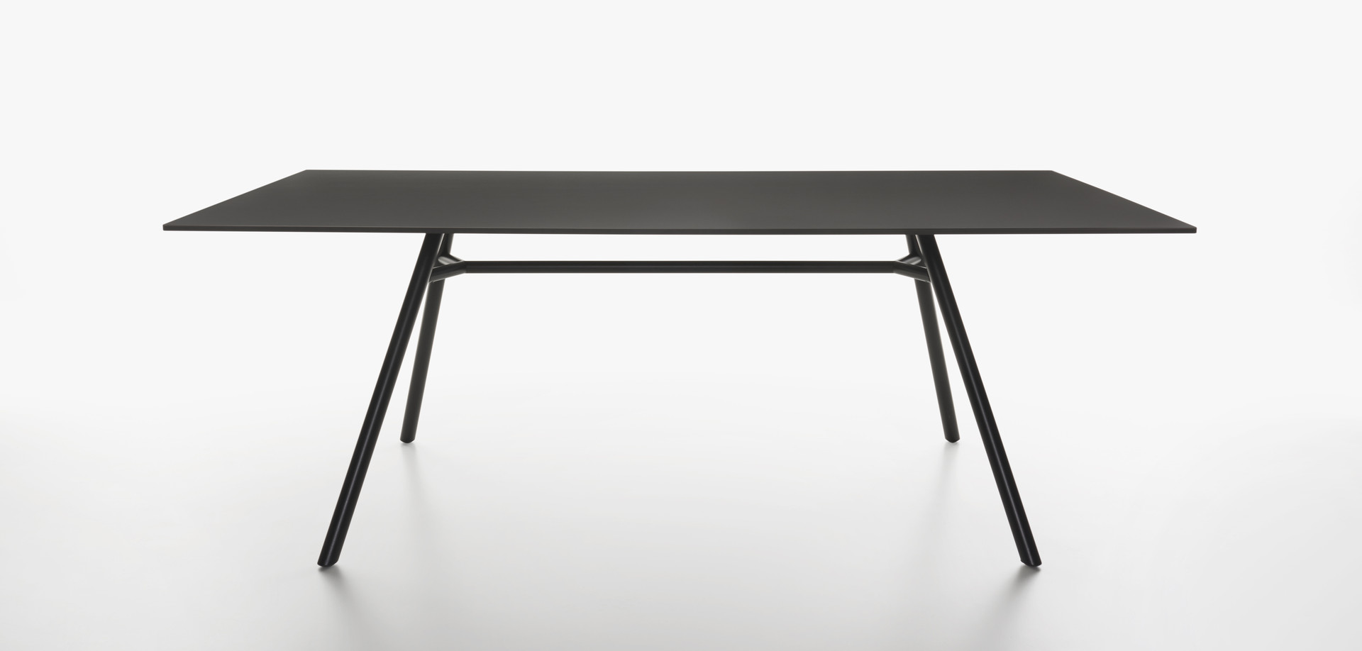 Plank - MART table, rectangular table top, black aluminum legs, black HPL top