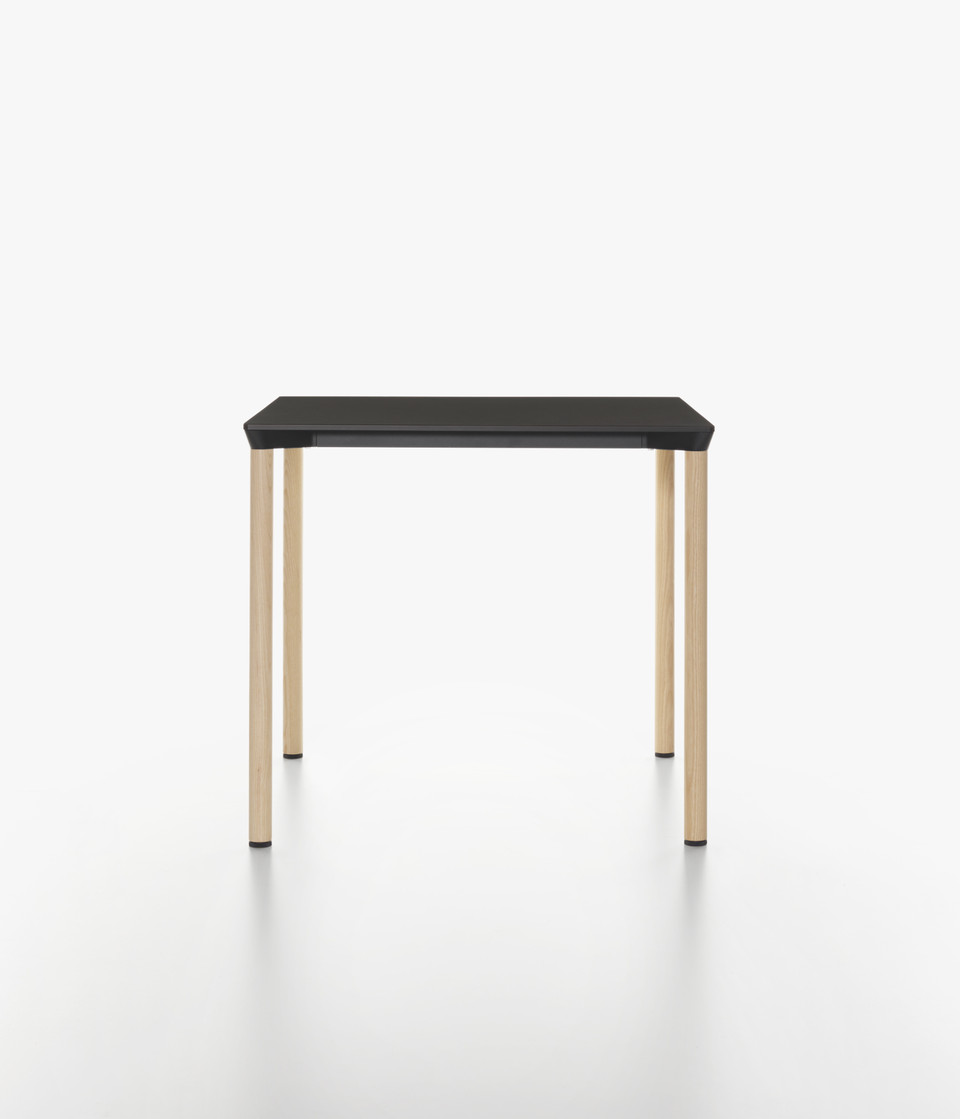 Plank - MONZA table square, black HPL table top, natural ash legs